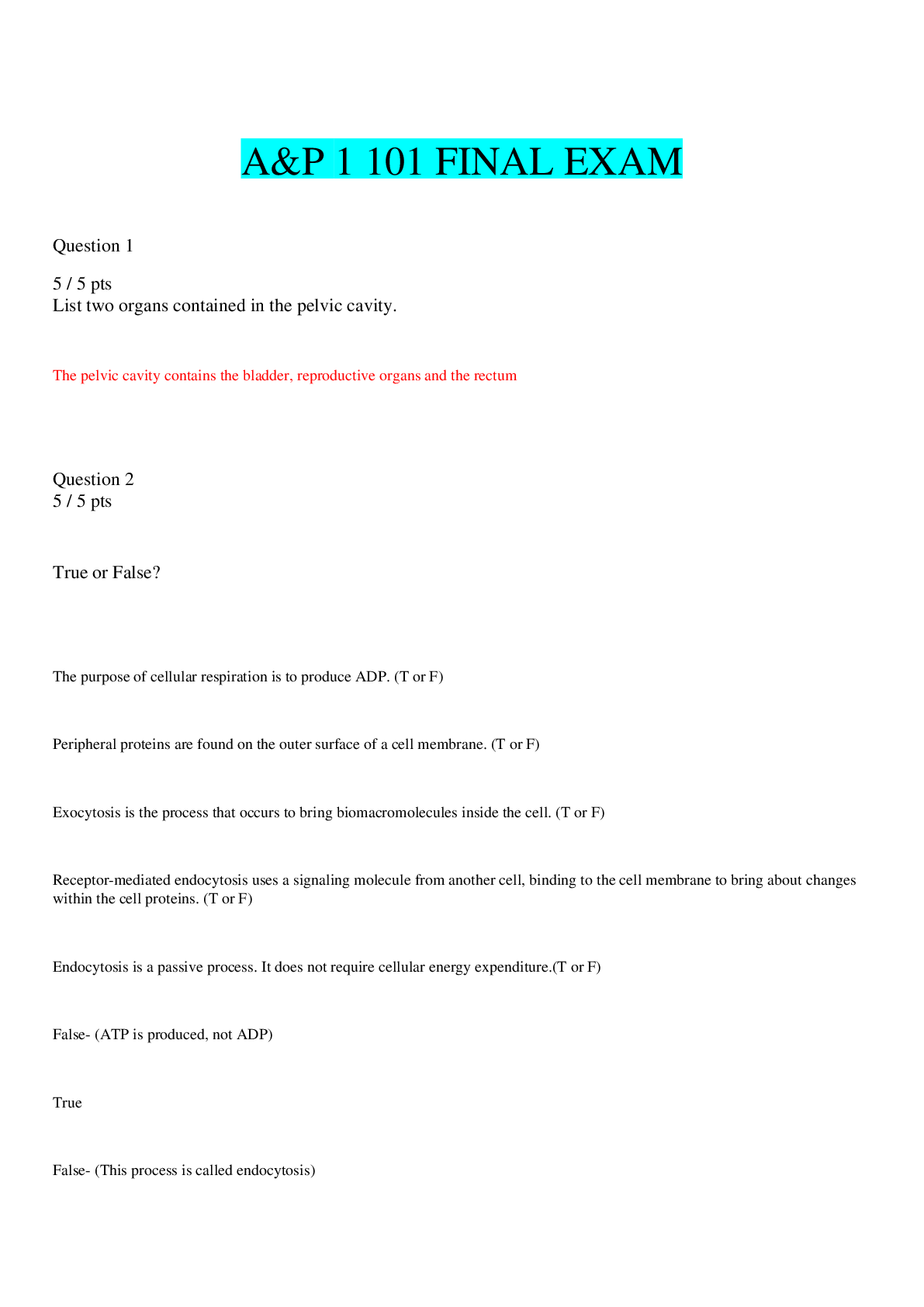Preview image for A&P 1 101 FINAL EXAM AP1 WITH CORRECT QUESTIONS AND ANSWERS
